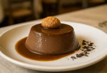 Где попробовать настоящий bonet в Турине и Пьемонте — гид по лучшим местам Десерт bonet на белой тарелке — пьемонтская классика с амаретти, какао и ромом