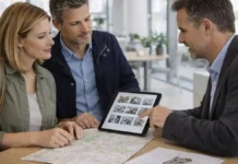 Где лучше жить русским в Италии в 2026: города, цены на жильё и чек-лист выбора Где лучше жить в Италии в 2026 - выбор города и жилья Реалистичная сцена выбора района и жилья в Италии: пара обсуждает варианты с консультантом, атмосфера доверия и практичности