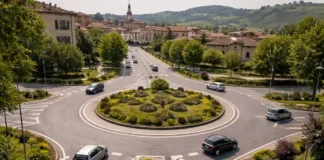 Город с самым большим количеством кольцевых развязок в Италии: кто лидер и почему «кругов» становится больше Кольцевая развязка в Италии, вид сверху Современная круговая развязка в Италии с аккуратной разметкой, несколькими съездами и спокойным трафиком