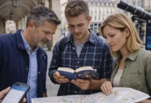 33 места скрытой науки в Италии: маршрут от Сицилии до Турина и Матеры Научный туризм в Италии: Турин и Матера Путешественники изучают маршрут “скрытой науки” в Италии на фоне современной городской среды Турина, с намеком на технологии и университетскую атмосферу.