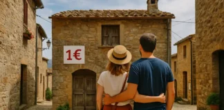 Дом за 1 евро в Италии: личный опыт американцев и скрытая правда о дешёвых домах Пара американцев стоит у старинного итальянского дома за 1 евро в маленькой деревне