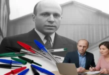 Знаменитая ручка BIC родом из Турина: как туринец Марсель Бик изменил мир письма и одноразовых вещей Рабочий стол с товарами BIC и портретом изобретателя Марселя Бика, создателя глобального бренда, родом из Турина