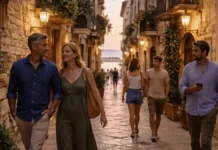 Туризм в Италии в 2024: почему в тренде Бари и что меняется для поездок по стране Туризм в Италии 2024: старый город Бари и вечерняя набережная Атмосферный кадр Бари: улочки старого города, набережная, туристы без толпы, тёплый свет, ощущение юга Италии