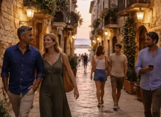 Туризм в Италии в 2024: почему в тренде Бари и что меняется для поездок по стране Туризм в Италии 2024: старый город Бари и вечерняя набережная Атмосферный кадр Бари: улочки старого города, набережная, туристы без толпы, тёплый свет, ощущение юга Италии