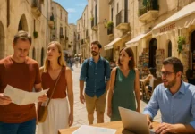 Куда едут туристы в Италии в 2025 году и сколько тратят: новый лидер — Бари Иностранные туристы гуляют по солнечным улочкам Бари, исследуя достопримечательности старого города, кафе и сувенирные лавки — символ роста популярности южной Италии