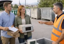 Куда вывозить мусор в Турине: эко-центры AMIAT, крупногабарит и отходы после ремонта Эко-центр AMIAT в Турине - куда сдавать крупногабарит и технику у городского пункта приема отходов в Турине: аккуратная зона разгрузки, контейнеры без читаемых надписей, чистая городская среда, ощущение порядка и сервиса.