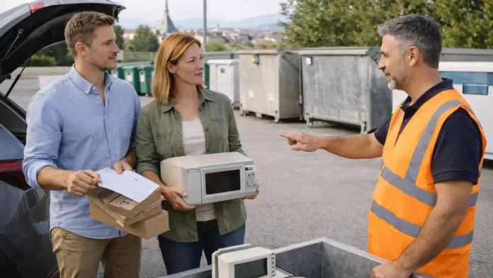 kuda-vyvozit-musor-v-turine Эко-центр AMIAT в Турине - куда сдавать крупногабарит и технику у городского пункта приема отходов в Турине: аккуратная зона разгрузки, контейнеры без читаемых надписей, чистая городская среда, ощущение порядка и сервиса.