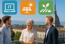 Востребованные профессии в Италии до 2030 года: что изучать и где искать работу Востребованные профессии в Италии до 2030 и где учиться Коллаж офисных и производственных профессий в Италии, символы IT, зелёной энергетики и агросектора