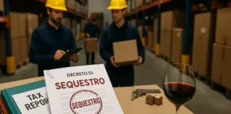 🚨 Теневая схема с рабочими в Турине: как не попасть в ловушку Рабочие в форме на складе, рядом документы с печатью «Sequestro», атмосфера расследования
