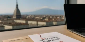 Арест имущества в Италии: «письмо от юриста» вместо судьи как защититься за 40 дней Арест имущества в Италии 40 дней на оппозицию в Турине Реалистичное редакционное фото Турина с письмом «Intimazione ad adempiere» и акцентом на 40 дней до ареста имущества