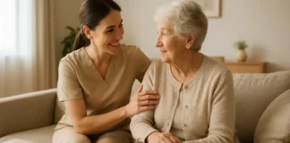 👩🦰 Домработницы и сиделкит в Италии: с 1 ноября 2025 года новые контракты зарплаты растут, а расходы для семей увеличатся на 230 € в месяц Новый контракт колф и бадант в Италии рост зарплат и новые права Светлая редакционная фотография сиделка и пожилая женщина у окна, документы и чашка кофе, символ заботы и обновления трудового контракта