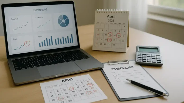 INPS календарь детских выплат и статусы в личном кабинете Стол, на нём ноутбук с открытым «кабинетом», рядом календарь с отмеченными датами и чек-лист; нейтральные тона, без логотипов