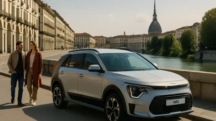 Kia Niro HEV GPL на улицах Турина - гибрид без розетки, экономия в городе, схема Scelta Kia и замена через 3 года