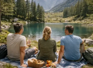 Lago delle Bose у Oropa: легкий маршрут к альпийскому озеру для всей семьи Lago delle Bose у Oropa - альпийское озеро и горный пейзаж Пьемонта Небольшое альпийское озеро в хвойном окружении, легкая тропа и пастбища на фоне, ясный дневной свет, Пьемонт, Италия