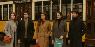 Милан признан NYT «возможно, лучшим одетым городом мира»: почему столица ломбардского стиля задаёт тон Стрит-стайл Милана пальто с широкими лацканами, остроносая обувь, нейтральные тона Улица Porta Venezia в Милане, прохожие в осенних слоях и двубортных пальто, городской трамвай на фоне.