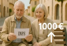 Пенсия 1 000 евро в месяц в Италии: реально ли получить такую сумму в 2025 году Пенсия 1 000 евро в Италии кто получает и какие условия Итальянский пенсионер смотрит на выписку INPS, инфографика роста стажа и суммы до 1 000 евро, отметка «Bolzano» как пример региональной доплаты