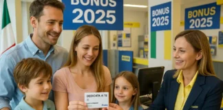 Бонусы и льготы в Италии 2025 какие действуют до конца года и как их получить Бонусы и социальные льготы 2025 в Италии Итальянская семья получает карту «Dedicata a te» и консультируется в почтовом отделении о других бонусах