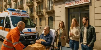 Скорая помощь в Италии: почему амбулансы опаздывают и что делать русскоязычным Скорая помощь в Италии – задержки приезда амбулансов по отчёту Agenas Итальянская скорая помощь на улице города – фургон с проблесковым маяком у входа в больницу, люди в форме скорой помощи готовят носилки для пациента