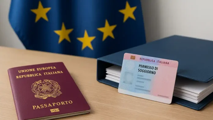 vid-na-zhitelstvo-volontariat-chuzhie-sredstva Паспорт, вид на жительство, папка с документами и флаг ЕС Фотореалистичное изображение паспорта, вида на жительство, папки с документами и флага ЕС в современном юридическом стиле