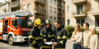 Взрыв в Италии: почему происходят трагедии и как русскоязычным понимать реальные риски Взрыв в Италии – пожарные и жильцы возле жилого дома после происшествия изображение итальянского жилого квартала после ЧП, пожарные и техника работают возле дома, жильцы стоят на безопасном расстоянии, нет жести, только рабочая сцена ликвидации последствий.