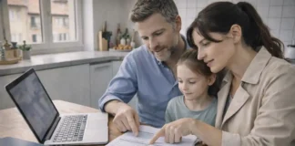 Assegno Unico 2026 в Италии: календарь выплат, ISEE, суммы и дедлайны Assegno Unico 2026 Италия календарь выплат Семья в Италии проверяет календарь выплат и документы ISEE, спокойная домашняя сцена.