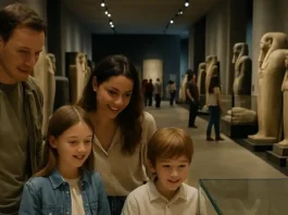 Египетский музей в Турине: как увидеть Древний Египет за один день Египетский музей в Турине - зал с мумиями и статуями фараонов зала Египетского музея в Турине с рядами саркофагов, статуями фараонов и мягким тёплым освещением, передающим атмосферу древних сокровищ