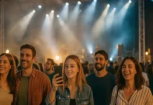 Концерты в Италии 2026: афиша, где смотреть расписание, билеты и лайфхаки Концерты в Италии - сцена, огни и публика в вечернем городе Атмосферное широкоформатное фото концерта в Италии, без текста и логотипов, подходит для хаба афиши