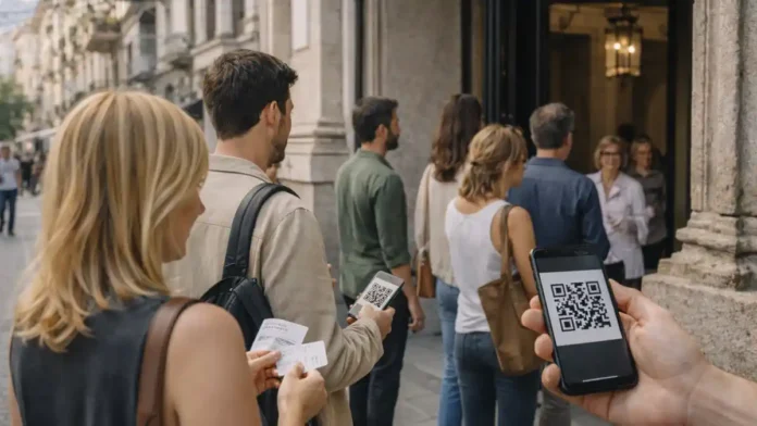 Музеи Турина за 1 евро на Феррагосто: MAO и культурный день в центре Турина Летний день в Турине у входа в музей, атмосфера культурного праздника, люди заходят спокойно