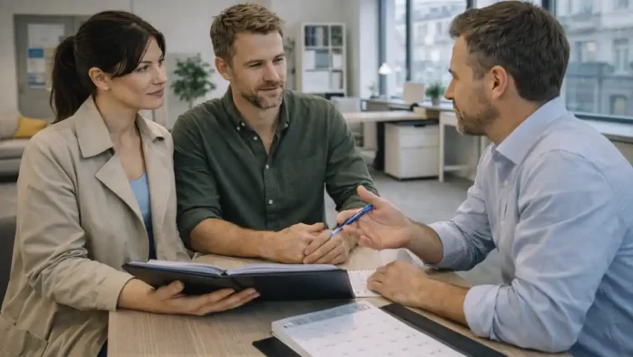 Отпуск в Италии сколько дней положено работнику Работник и работодатель обсуждают даты отпуска и права на ежегодный отдых в Италии, спокойная деловая атмосфера.