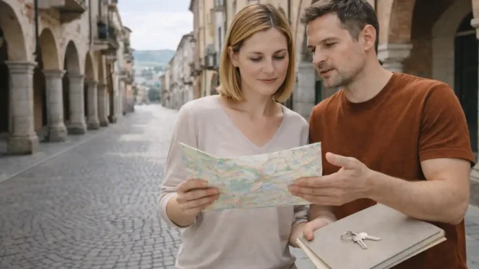 Асти Италия - винный город Пьемонта и недвижимость Атмосфера Асти днем, исторические улицы и мягкий винный Пьемонт, акцент на идею жизни и покупки жилья, без текста и логотипов.