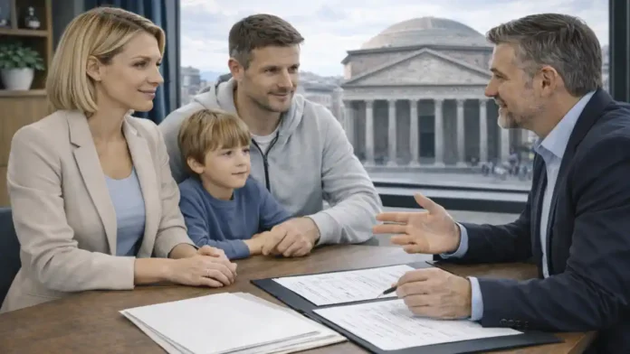 Семья с детьми в Италии обсуждает детские выплаты и документы на проживание семейная консультация по выплатам на детей в Итали