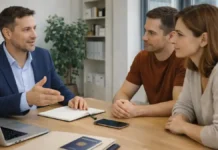 Codice Fiscale в Турине: как получить налоговый код в Италии пошагово, какие документы нужны и где оформляют Codice Fiscale в Турине - оформление налогового кода в Италии Сцена сопровождения в Турине для получения налогового кода: спокойный офис, документы без читаемых данных, нейтральная деловая атмосфера.