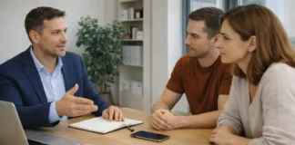 Codice Fiscale в Турине: как получить налоговый код в Италии пошагово, какие документы нужны и где оформляют Codice Fiscale в Турине - оформление налогового кода в Италии Сцена сопровождения в Турине для получения налогового кода: спокойный офис, документы без читаемых данных, нейтральная деловая атмосфера.