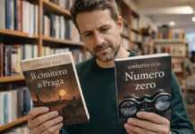 Умберто Эко: с чего начать читать и какие книги выбрать в первую очередь выбор книги в книжном магазине Турина Читатель выбирает книгу в уютной книжной лавке Турина, атмосфера интеллектуального чтения