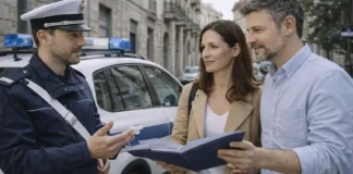 Полиция в Италии: виды, полномочия, телефоны и что делать при проверке документов Полиция в Италии: виды и куда обращаться Италия, городская улица днем, спокойная сцена: муниципальный полицейский и пара 30-45 лет уточняют порядок действий рядом с служебным автомобилем