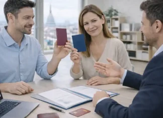 Стаж в Италии и стаж в другой стране: как суммируют для пенсии и когда это работает Стаж в Италии и другой стране для пенсии Пара в офисе показывает документы из разных стран, консультант объясняет суммирование стажа