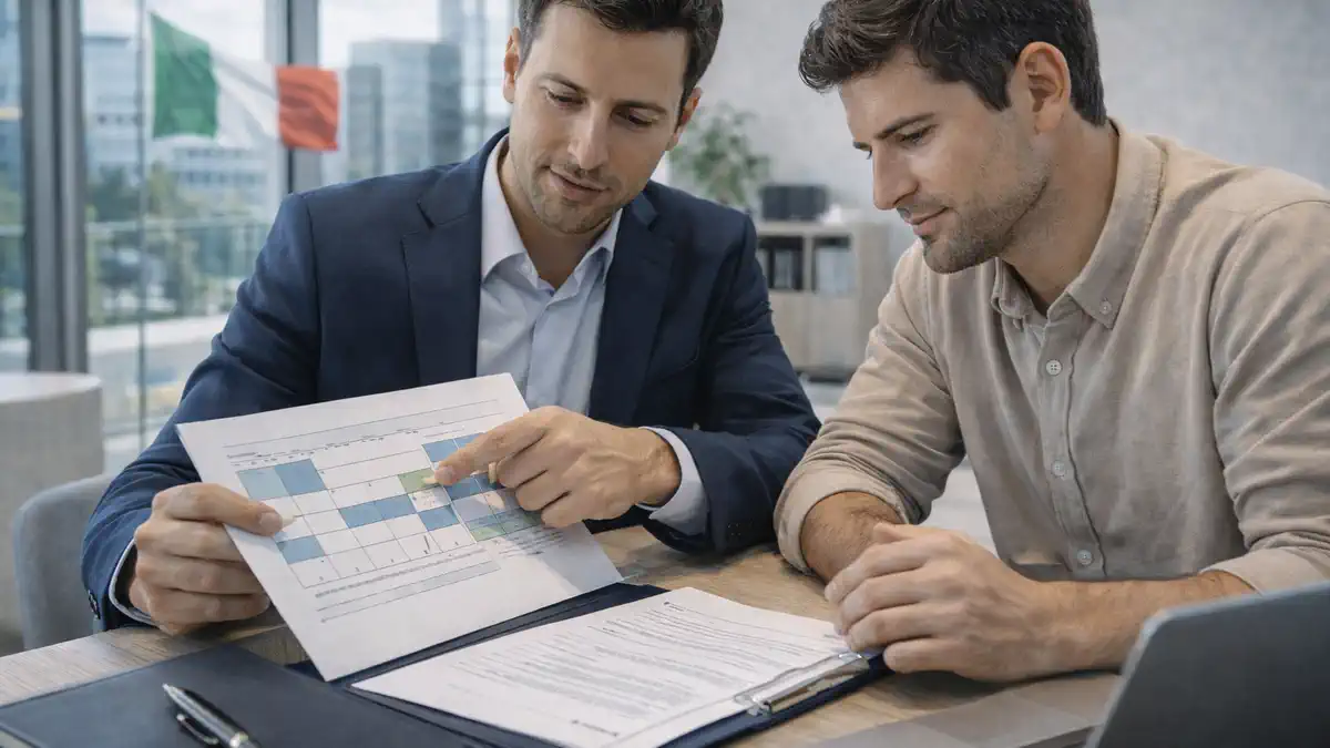 INPS и налоги в Италии - предприниматель обсуждает взносы и платежи F24 с коммерчиалистом