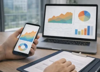 Криптовалюта в Италии в 2026: DAC8, автоматический обмен данными и налоги 33% — что реально меняется Криптовалюта в Италии в 2026: DAC8 и налоги в Италии: человек смотрит приложение с портфелем крипто на смартфоне, на столе ноутбук