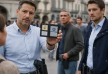 Полиция в Италии вне службы с оружием на улице, безопасность в городе